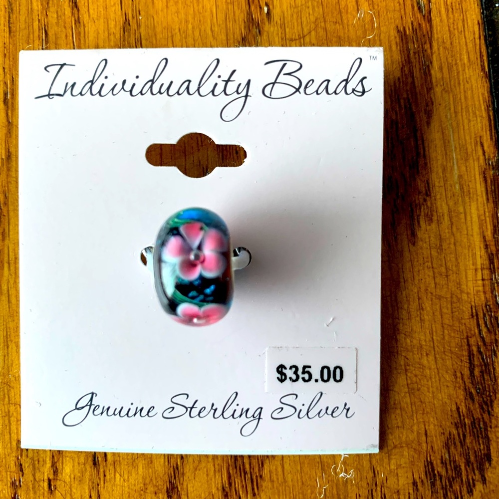 NEW NWT Kohls Individuality Bracelet Bead Genuine Sterling Silver Pink Flower